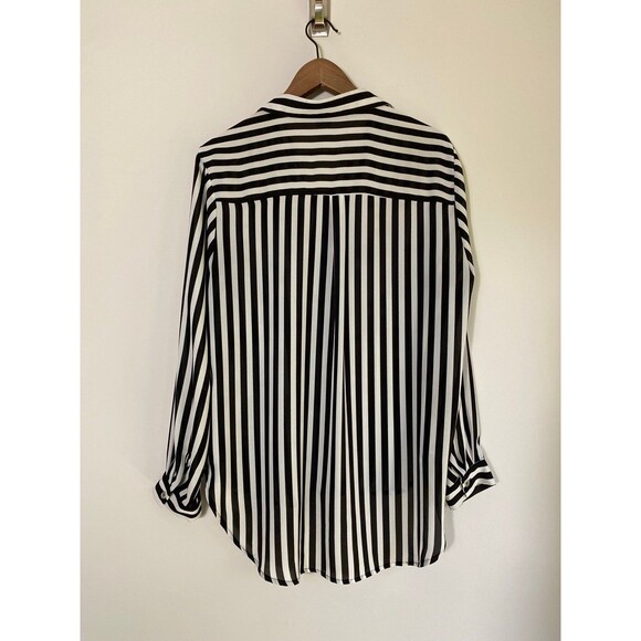 Sans Souci Black & White Vertical Stripe Blouse - Size M - Picture 4 of 7